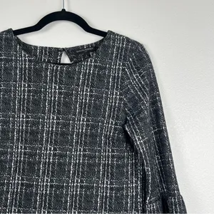 BANANA‎ Republic Tartan Bell Sleeve Dress Gray Sz 6 thumbnail 2