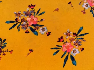 Xhilaration Dress Women’s Size Medium Cold Shoulder Mustard Yellow Floral Rayon thumbnail 5