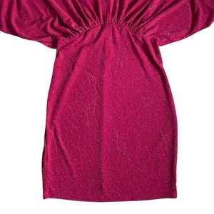 Barbie Pink Glitter Dolman‎ Sleeve Cinched Waist Mini Dress Womens Medium thumbnail 10