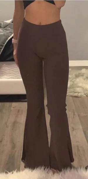 Aerie Kick-It Ribbed‎ High Waisted Super Flare Pants Size Small Pull On Lounge thumbnail 1
