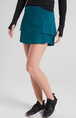 ATHLETA MOMENTUM SKORT In COASTAL TEAL Size Small Ruffle Tennis Pickleball Skirt thumbnail 1