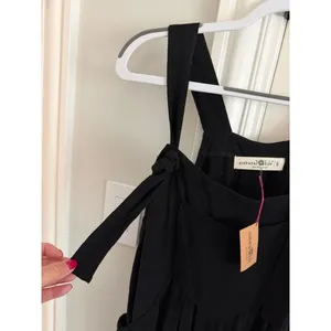 Natural Life NWT Black Tie Strap Linen Blend Wide Leg Jumpsuit Overalls Small thumbnail 3
