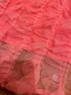 Michella vintage 1990s Barbiecore off the shoulder tulle pink/black bow dress M thumbnail 7