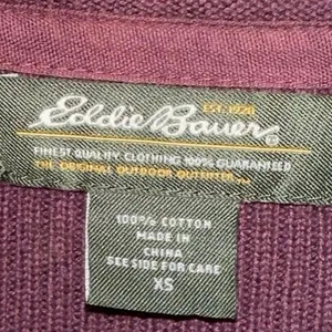 Eddie Bauer Burgundy Ribbed Cardigan XS Cotton Button‎ Front Sweater Y2K thumbnail 3