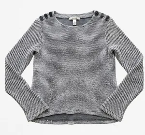 Roxy Womens Gray‎ Salt and Pepper Button Shoulder Knit Sweater Small thumbnail 1