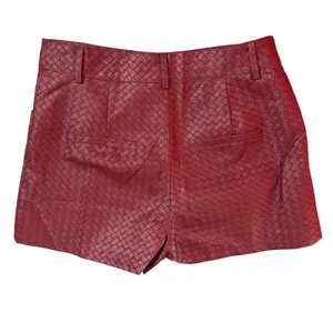 NWT MakeMeChic Faux Leather High Waist Shorts Burgundy Textured Shorts Medium thumbnail 6