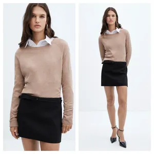 Mango MNG Straight Belted Mini Skirt Low Waist in Black Women's S thumbnail 2