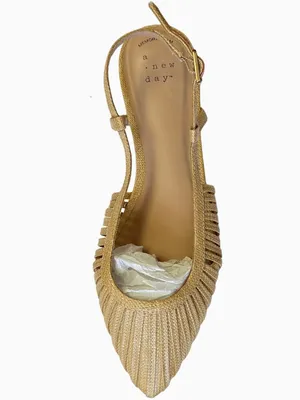NIB A New Day Gold Straw Woven Pointed Toe Slingback Flats Memory Foam 6.5 thumbnail 7