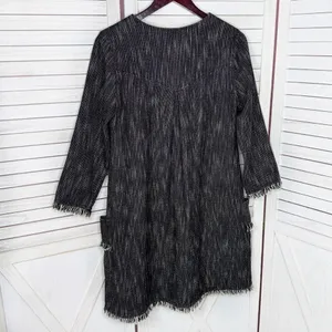 Nanette Lepore Tweed Fringe Hem Pocket Shift Dress Black‎ 6 Boho Lagenlook thumbnail 11