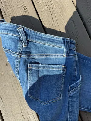 Joie Medium Blue Cropped Slim Jeans with Ankle Zipper thumbnail 3