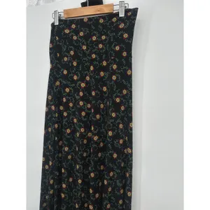 LuLaRoe Maxi Skirt XXS Black Floral Foldover Waist Boho Long Casual Stretch thumbnail 2