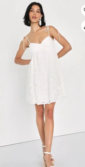 Lulus White Lace Dress Mini XS thumbnail 1