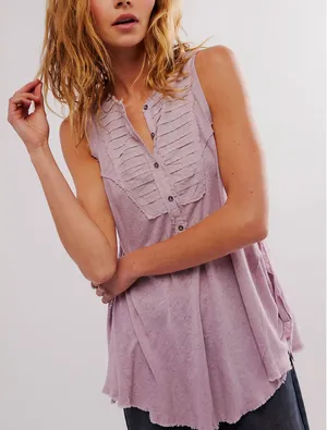 FREE PEOPLE We The Free Poetic Tunic Purple Linen Cotton Tank Top Womens Medium thumbnail 1