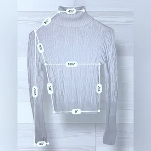 ZARA KNIT Women’s Long Sleeve Cable Knit Turtleneck Sweater thumbnail 7
