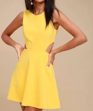 Lulus "Toast to You" Yellow Cutout Dress thumbnail 1