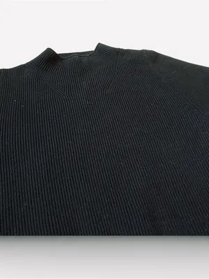 Banana Republic Black Ribbed Cowl-Neck Sweater thumbnail 3