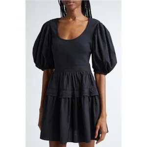 New! Ulla Johnson Tilda Mixed Media‎ Minidress in Black Sz Medium $390 thumbnail 3