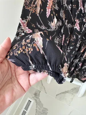 Erika Lang Nordstrom Women's Black Surplice Floral Dress Size Large thumbnail 7