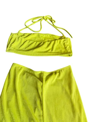 Tresser Chartreuse Twist Front Bandeau Maxi Skirt Set Small Women's thumbnail 6