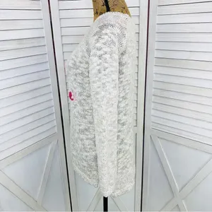 Aerie by AEO Happy Winter Open Weave‎ Sweater Tan Pink Medium Pullover thumbnail 3