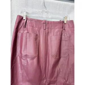 NWT Maeve Anthropologie Burgundy Faux Leather Midi Skirt M Pencil Pockets thumbnail 8