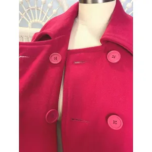 Vintage 90s Old Navy Bright Pink Wool Blend Peacoat Women's S Double Breasted thumbnail 7