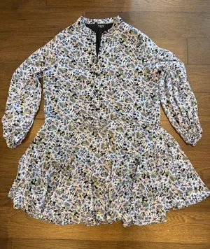 VICI Pastel Floral Tie-Waist Tiered Mini Dress Medium - C52-051 thumbnail 1