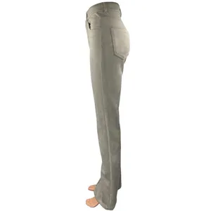 Zara Cream Beige Faux Suede Split Hem High Waist Flared Bootcut Trousers Pants 0 thumbnail 2