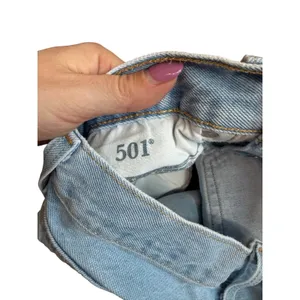 Levis 501 Original Light Wash High Rise Denim Jean Shorts W26 Button Fly Cut Off thumbnail 3