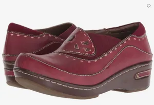 Spring Step L'Artiste Burbank Red Leather Floral Clogs Women EU 39 US 8 Wedge thumbnail 2