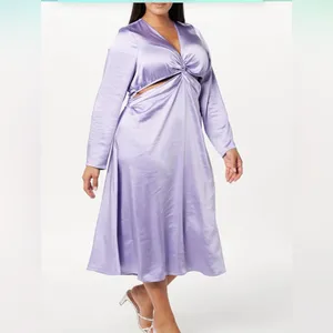 The Drop Violeta cut out silky dress Lavender. Size Large thumbnail 5