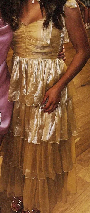 Lulus Gold Midi Dress thumbnail 4