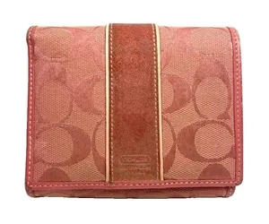 Y2K Vintage Coach Pink Signature Suede Leather Wallet Authentic thumbnail 1