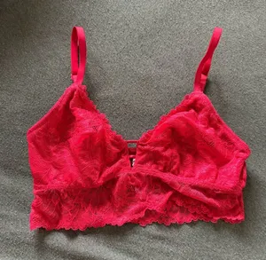 Auden Lace Bralette in Hot Pink with Strappy Center thumbnail 1