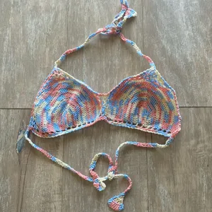 Crochet knit pastel boho bralette top XS NEW thumbnail 2