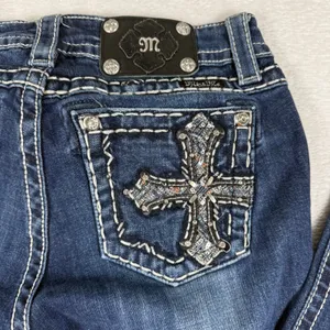 Miss Me Mid Rise‎ Skinny Jeans Dark Wash Contrast Stitch Size 27 Blue Denim thumbnail 12
