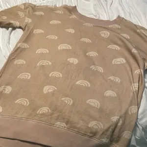 Anthropologie Daily Practice Creme Tan Rainbow Print Crew Pullover Sweatshirt XS thumbnail 5