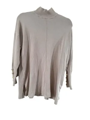 Women's Anne Klein Beige Mock Neck Sweater M thumbnail 2
