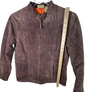 Ruff Hewn Brown Suede Leather‎ Jacket Womens S Moto Zip Western Boho Festival thumbnail 6