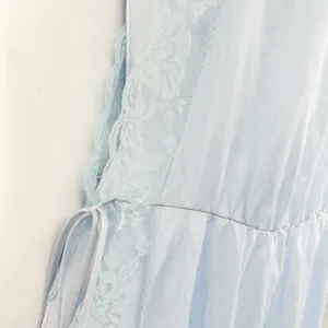 Pandora of California Womens‎ Vintage 70s Blue Lace Trim Coquette Nightgown XL thumbnail 4