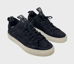 P448 Sohosocks Womens Shoes Black Suede Low Top Fashion Sneakers Italian 39 US 9 thumbnail 1