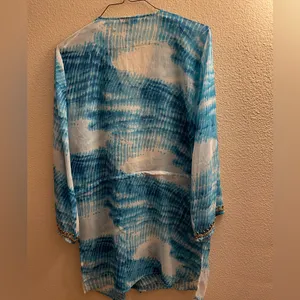Blue Island Gorgeous Coverup/ Tops /Dress with Golden Beads Design in front & along neckline thumbnail 4