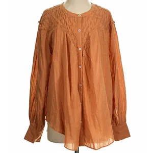 Free People $138 Marigold Button down Blouse Top Wood Chimes Fall Oversized M thumbnail 5