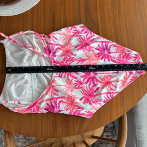 Shade & Shore One Piece Swimsuit L Pink Purple Palm Tree Beachy Tropical Whimsy thumbnail 7