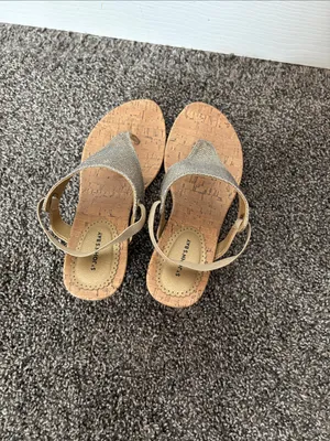 St. John's Bay Metallic Gold Thong Cork Sandals thumbnail 3