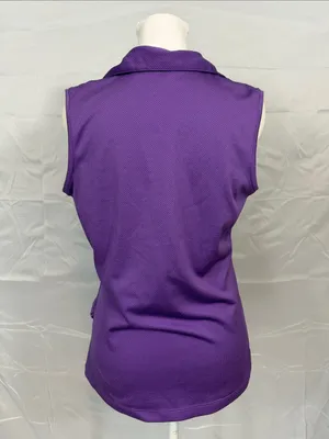 Lady Hagen Women's Golf Tank Top With Ruched Side Size Small Purple Polka Dot thumbnail 3