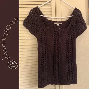Old Navy 🍫Rich brown knitted cap sleeve top thumbnail 1