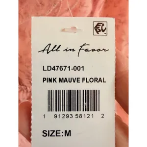 All in‎ Favor Mini Dress Women Medium Pink Pink Mauve Floral Sheer Puff Sleeve thumbnail 4