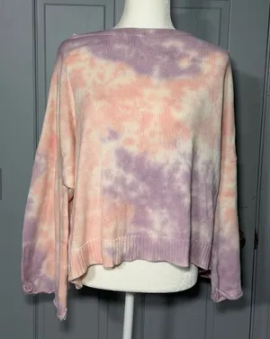 Mustard Seed Pastel Tie-Dye Crewneck Sweater - Pink & Purple couple flaws thumbnail 1