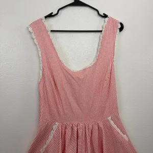 Barbie x Unique Vintage Dress Womens XL Pink Houndstooth Lace Trim Fit and Flare thumbnail 2